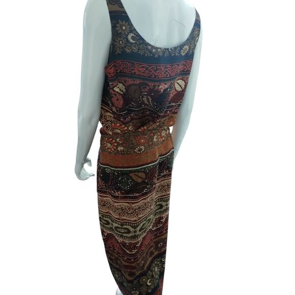 Vintage EXPRESS Champagne Inter 100% Silk Women's Hippie Bohemian Top & Skirt - Picture 7 of 11